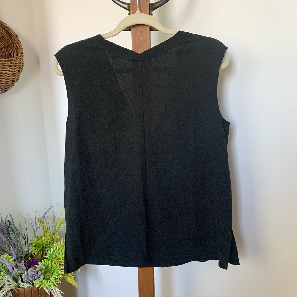 Vince Black Double V Neck Sleeveless Cotton Top MED - Picture 8 of 16